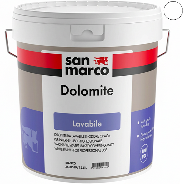 SAN Marco Dolomite Bianco Opaco LT12,5 Idropittura Lavabile - SAN MARCO